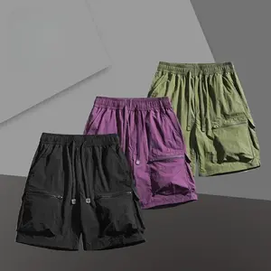 Men’s 3PACK Cargo Shorts Elastic Waist Drawstring Design Zip Pockets Polyester Fabric Summer Outdoor Casual Daily Wear Relaxed Fit Stylish Mens Warm Weather Bottoms Perfect for Beach Errands Weekend Gatherings Outdoor Activities