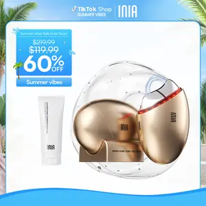 INIA GLACE Microcurrent Lymphatic Drainage Beauty Device | EMS Microcurrent-Activated Deep Drainage with Red & Blue Light, Thermal & Cryo Therapy for Instant De-Puff, Snatched Lift, Face & Neck Sculpting, Mother's Day Special Gift