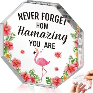 Flamingo Inspirational Gifts for Women - Motivational Cheer Up Desk Accessories Decor, Acrylic Encouraging Quotes Table Centerpiece Sign, Teacher Co Worker Office Encouragement Plaque Present