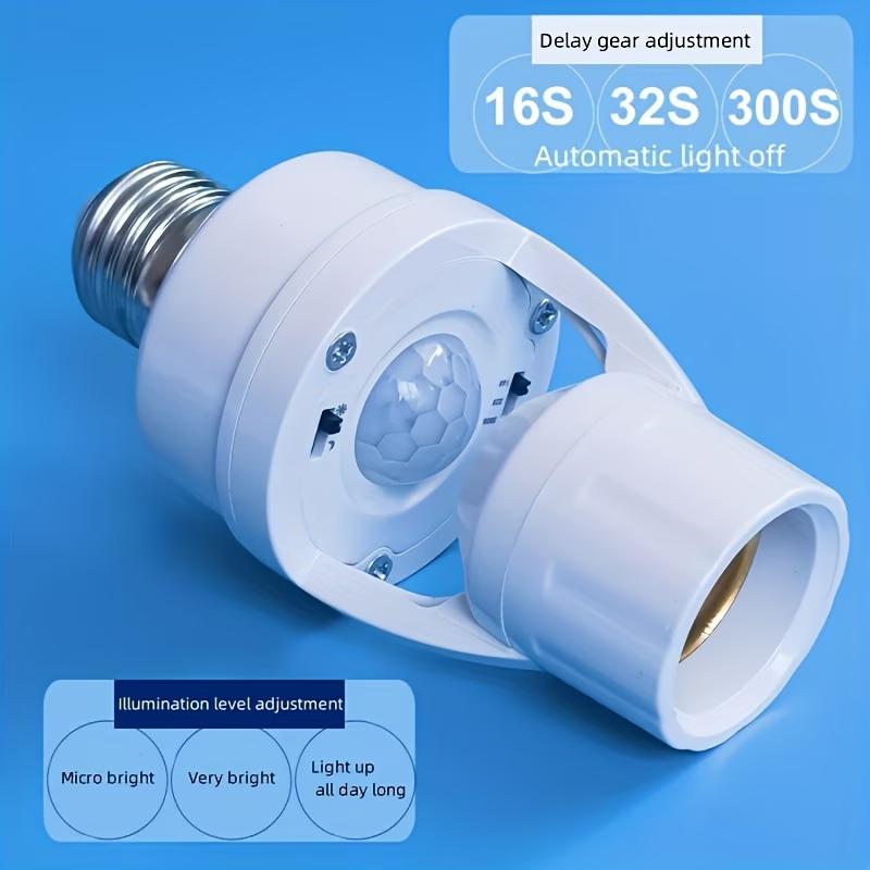 Motion Sensor E27 Light Socket Converter, Adjustable Delay Time Switch, Color Temperature Control, Base, Home Use Bulb Adapter