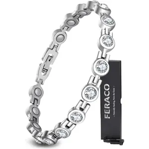 Jecanori Magnetic Bracelets for Women, Titanium Steel Magnetic Bracelet with Neodymium Magnets & Sparkling Crystals, Jewelry Gifts