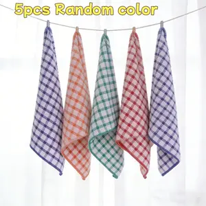 Reusable Dish Towel, Random Color Polyester Fiber Checkered Cloth, Absorbent Wet Wipe, Kitchen Cleaning Tool, Multi-Use Cleaner