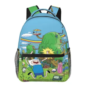 Adventure Time all-over print large-capacity backpack for daily commuting, outdoor hiking, and business; cartoon casual merch laptop daypack school bag gift for women and men