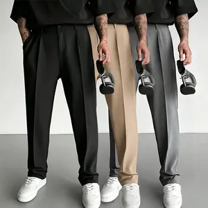 Stylish Men’s Wide-Leg Trousers, Versatile Summer Outfits for Men’s Fashion, Casual & Formal Wear for Everyday Use Pants Beige Beige