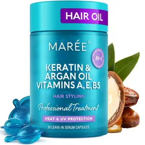 MAREE Hair Oil for Frizzy - Hair Vitamins Keratin Styling Capsules with Jojoba & Argan Oil - Anti Frizz Serum for Women | for Frizzy, Styling Capsules, with Jojoba, for Women, Frizzy, Damaged