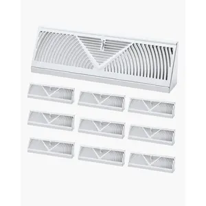 fathersdaygift VEVOR 15-Inch Floor Registers, 10-Pack Baseboard Registers, HVAC Heavy-Duty Walkable Iron Floor Vents, Rustproof Anti-Peeling Air Vents Deflector Adjustable with Metal Damper for Home Office, White