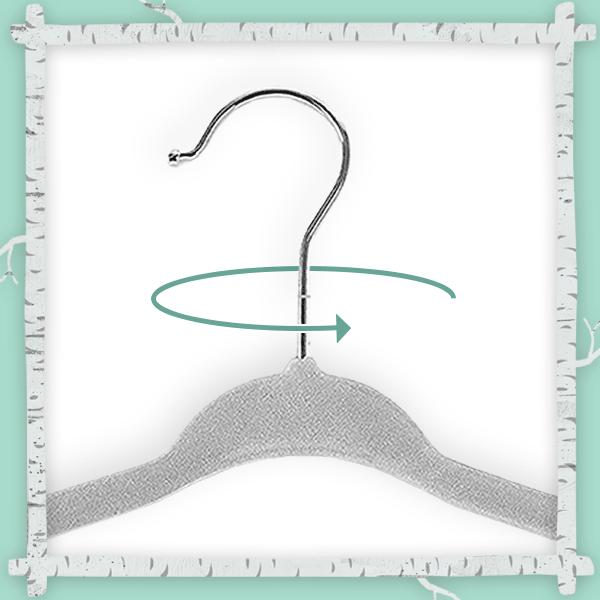 Baby Nest Designs Kids Plastic Velvet Hangers for Closet, Children Non-Slip Hangers Dividers for Nursery Closet Organizer, Grey - Pack of 15