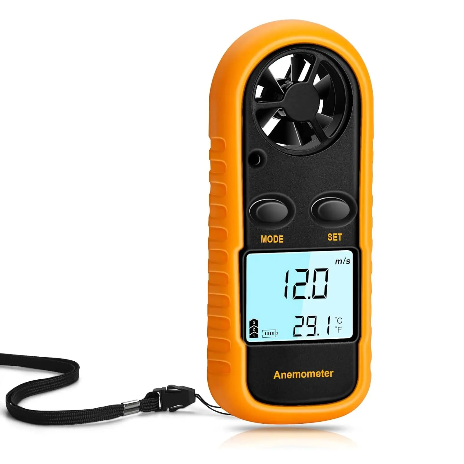 Professional Industrial Grade Wind Speed and Temperature Gauge, HVAC Gauges, Shockproof Waterproof Portable with LCD Backlight, Essential Tool for Outdoor Indoor Use by Engineers Electricians