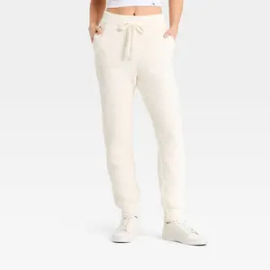 Women's Valentine's Day Embossed Boucle Sweatpants - JoyLab Cream M