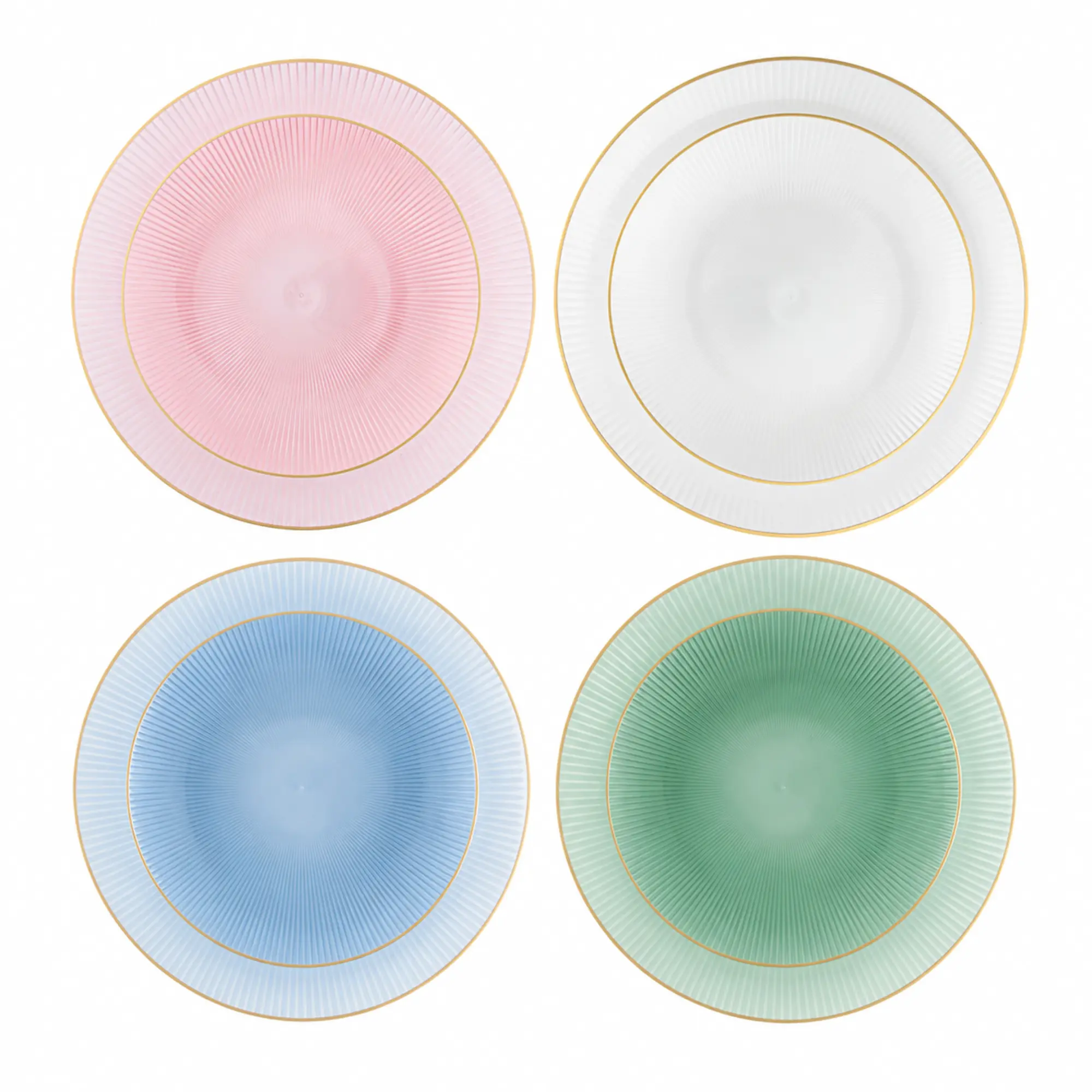 VeZee 9" & 7" Transparent Plastic Plates Combo Set with Gold Rim, Glass Design, Reusable Decorative Dinner & Dessert Plates, Elegant Party, Wedding, Birthday, Baby Shower & Holiday Tableware. Pack of 24