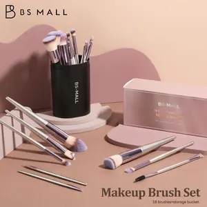 BS-MALL 18-Piece Premium Makeup Brush Set Featuring High-Quality Synthetic Brushes Includes Sleek Black Case for Storage and Organization BS-MALL