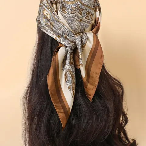 Women's Paisley Print Square Scarf, Boho Style Head Scarf, Fashion Hair Accessories for Women & Girls, Fashion Hair Scarves, Boho Floral Scarves, Casual Fashionable Scarf