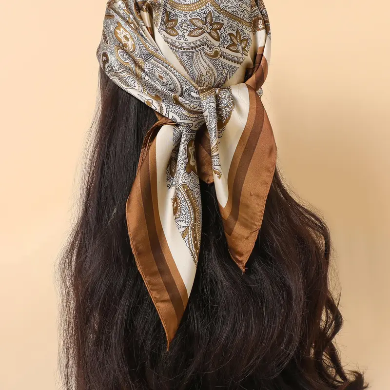 Women's Paisley Print Square Scarf, Boho Style Head Scarf, Fashion Hair Accessories for Women & Girls, Fashion Hair Scarves, Boho Floral Scarves, Casual Fashionable Scarf