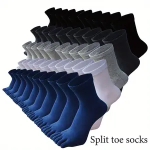 5/10/20 Pairs/Five Finger Socks for Men in All Seasons, Mid Leg Split Toe Socks, Sporty, Sweat Absorbing, Breathable Split Toe Socks