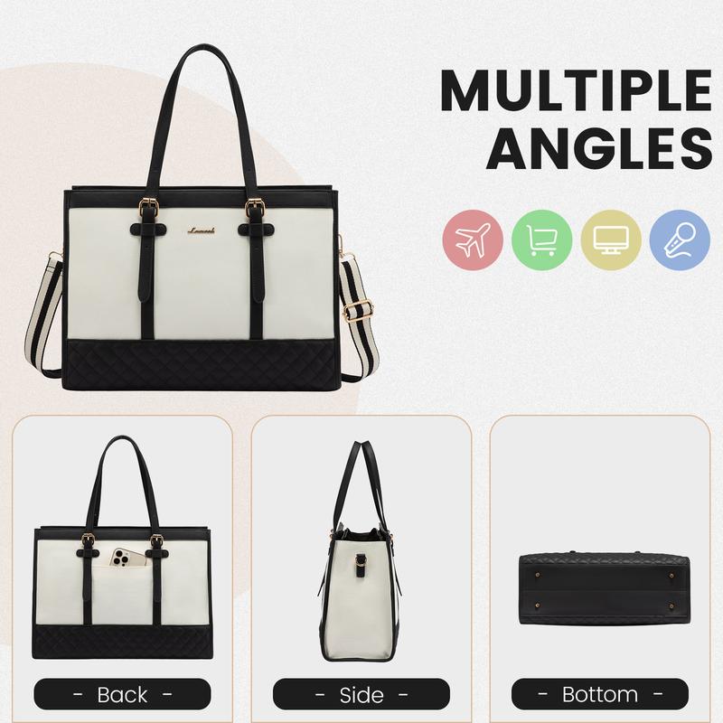 【Valentine's Day Gift】LOVEVOOK Laptop Tote Bag with Clutch Purse, Canvas Computer Bag Office Briefcase, Casual Handbag for Travel, Crossbody for College, Teacher, School TikTokShopJumpstartSale