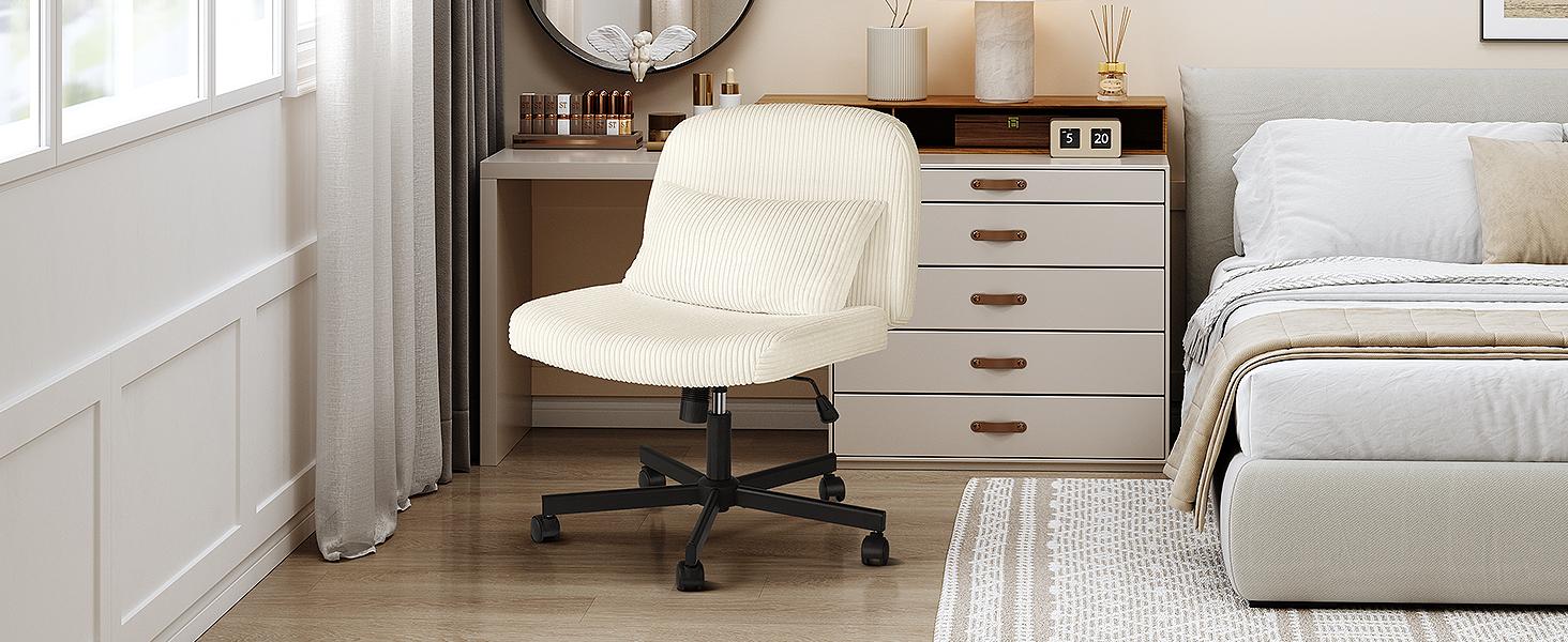【Massage & Cozy Cushion】ONBRILL Criss Cross Chair with Wheels, Massage Cross Legged Office Chair with Double Layer Sponge Cushion, Corduroy Wide Armless Office Desk Chair Mid Back Swivel Vanity Chair for Home Office, Bedroom Furniture 【Massage & Cozy Cushion】ONBRILL Criss Cross Chair with Wheels, Massage Cross Legged Office Chair with Double Layer Sponge Cushion, Corduroy Wide Armless Office Desk Chair Mid Back Swivel Vanity Chair for Home Office, Bedroom Furniture