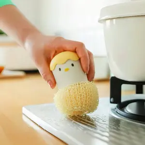 Non-scratch Scrubber / Stove Grease Remover / Dishwashing Brush with Handle / Cute Kitchen Gadget / Kitchen Cleaning Tool.Multi-functional reusable kitchen brushes!Suitable for both bathroom and kitchen use.You'll love this household cleaning marvel!