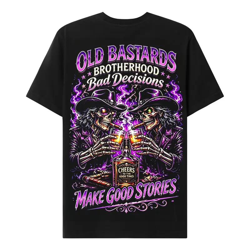 Chaosmoda Generation X Old Bastards Brotherhood Bad Decisions Cheers To The Good Times Custom Year Skull T-shirt Breathable Tshirt