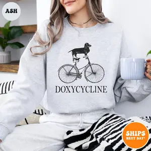 Doxycycline Pharmacy Sweatshirt  Dachshund on Bicycle  Pharmacist Week Shirt  Veterinary Shirt  Pharmacy Technician  Graduation Gift Z