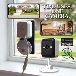 3MP Mini Window Camera for Home, Cloud & SD Card Backup, Color Night Vision, 24/7 Recording, 3 Easy Installation Steps, Waterproof, Motion Detection, Sound Detection, Two-Way Audio, Custom Alarm Alert