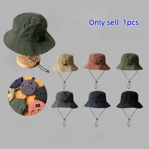 Foldable Portable Outdoor Sun Hat with Backpack Strap, Waterproof Quick-Dry Fishing Cap, Ideal for Camping, Hiking, Fishing, Unisex, Waterproof Bucket Hat