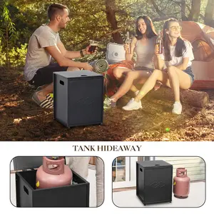 20lb Propane Tank Cover Table, Weatherproof Stainless Steel Hideaway Cabinet with Handles, Outdoor Metal Gas Tank Storage for Fire Pit Patio Garden