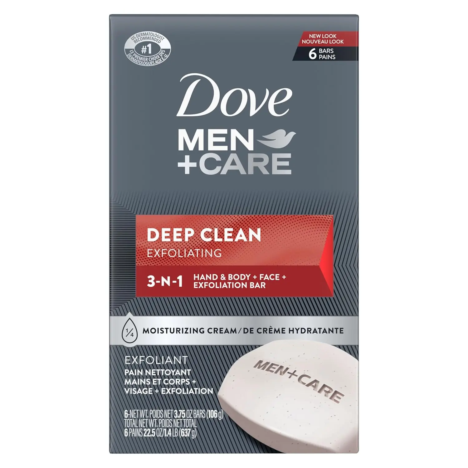 DOVE MEN + CARE 3 in 1 Bar Cleanser for Body, Face, and Shaving Extra Fresh Body and Facial Cleanser More Moisturizing Than Bar Soap to Clean and Hydrate Skin 3.75 Ounce (Pack of 8)