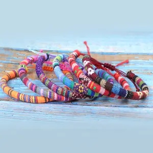 Bohemian Ethnic Handmade Colorful Fabric Bracelet Set, Colorful Surfing Rope Friendship Bracelet, A Gift For Friends