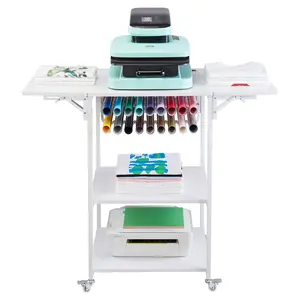 【Summervibes】VEVOR Heat Press Table 3Tier Movable Heat Press Stand Foldable with Wheels White