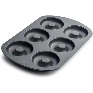 Donut Pan for Baking | Nonstick 12.5 x 8.5” Pan with 6 Doughnut Molds | Includes 1 Steel Donut Tray | Make Perfect Bagels and Cake Donuts (1-pack)