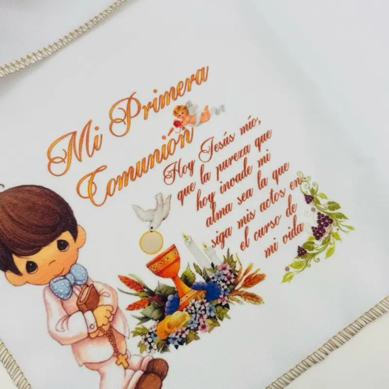 Holy First Communion Disposable Table Napkins - 12pcs 12x12", 100% Polyester Multi-Color Ceremony Tableware for Party, Home & Festive Supplies, Clean Look