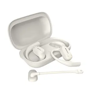 Emerson NoiseZero Open-Ear Earphones w/ Charging Case, Smart AI 100dB ENC Microphone Cancelling 99.999% Noise, Max Privacy, Wireless Bluetooth Earbuds, IPX4, Gym, Work, Travel - White