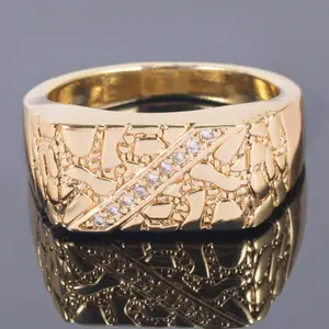 14k gold plated men's fashion jewelry with closed-ring stones for birthday gifts for lovers, parties