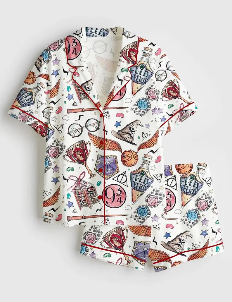 Wizard School Pajama Set, Fantasy Magic Sleepwear, Book Lover Loungewear Gift