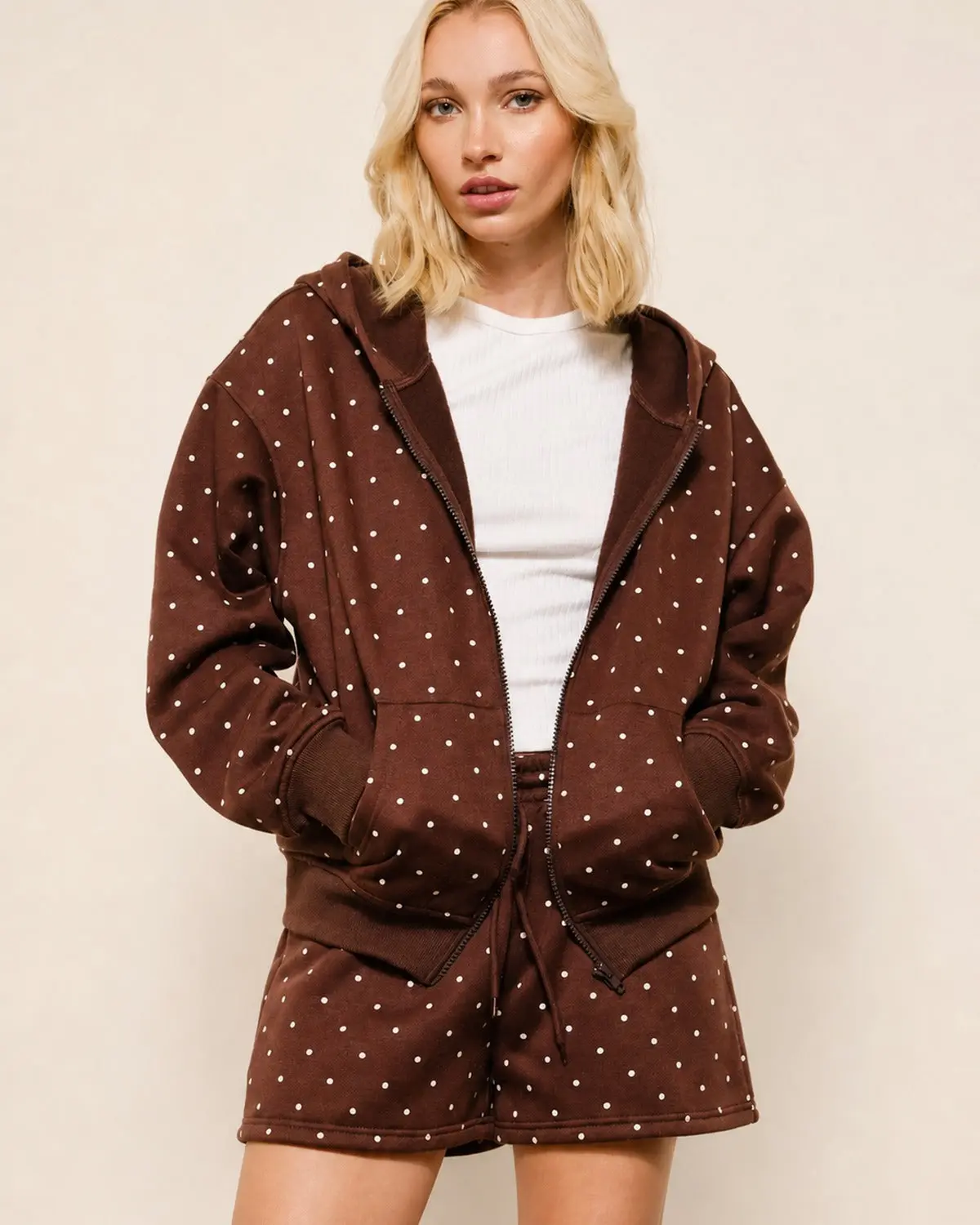 Golden Bambi Polkadot Zip Up Hoodie
