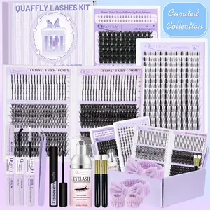 9 Styles Lash Clusters Kit 928Pcs Eyelash Clusters Lash Kit Volume Lashes Clusters DIY Individual False Eyelashes with Lash Bond&Seal  Remover Tweezer Cleansing Mousse Cleaning brush*2 Headband and Wristband Eyelash Extension Kit