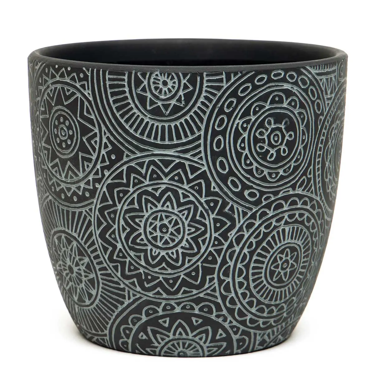 Black Mosaic Patterned Pot; Multiple Size