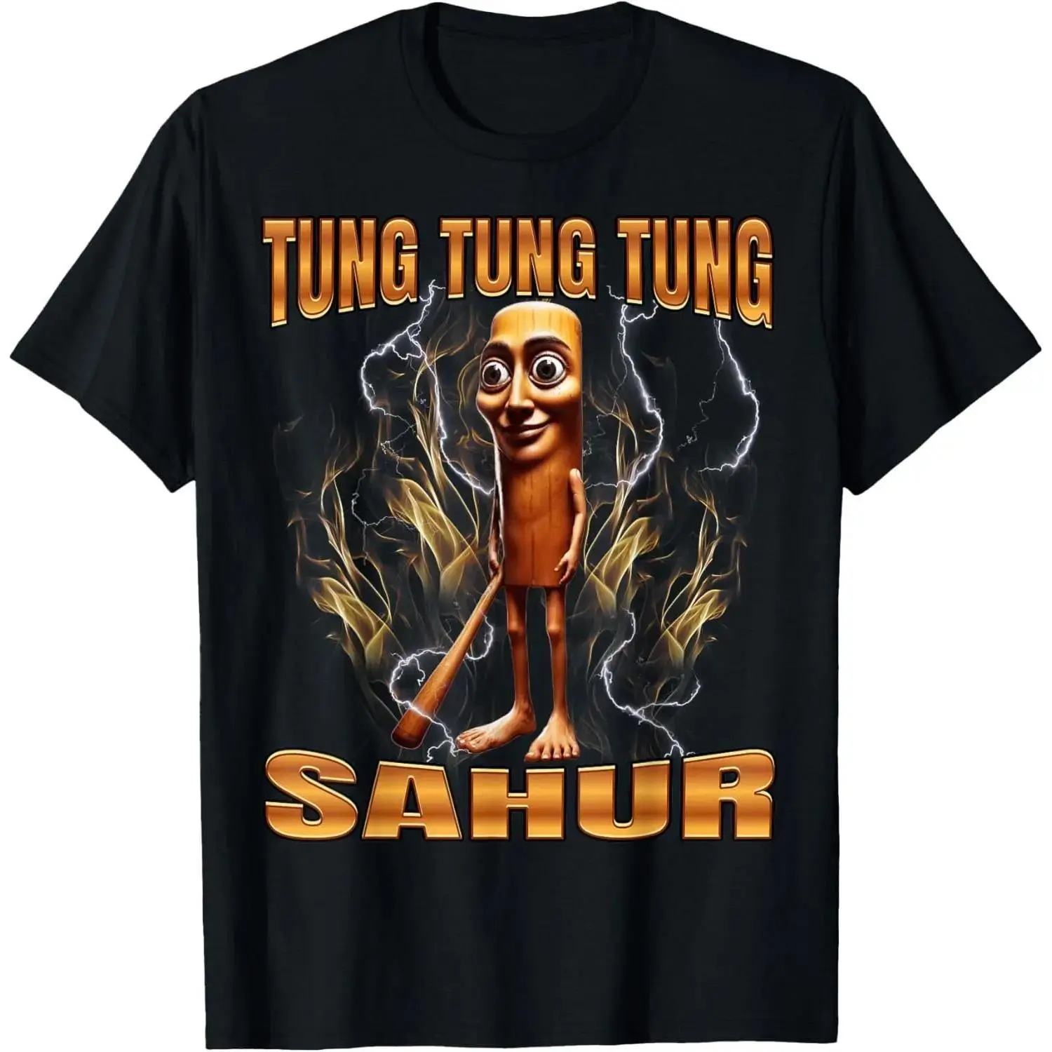 Men's 100% Cotton Classic Fabric T-Shirt - Unisex Oversized Relaxed Fit Short-Sleeve Crewneck, Ramadan "Tung Tung" Graphic Print, Breathable Menswear for Humorous Eid Gift