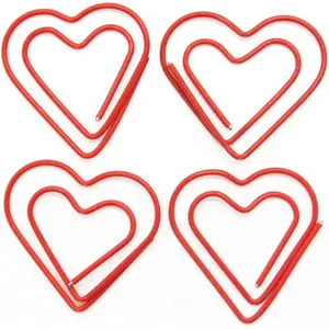 Paper Clips Cute Red Love Heart Shaped Paper Clip for Invitation Card Notebook Files Work Bookmark (50 Pcs Red Love Heart)