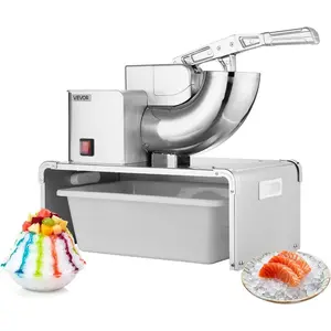 VEVOR Ice Crusher Machine, 440lbs Per Hour Electric 4 Blades Snow Cone Maker, All Stainless Steel Shaved Ice Machine with Bowl and Cover, 350W 1400RPM Ice-Shaver for Home and Commercial Use, SilverVEVOR Super Brand Day