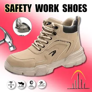 Composite Toe Anti Smash Anti Puncture Work Boots Men's Non Slip Lace Labor Protection