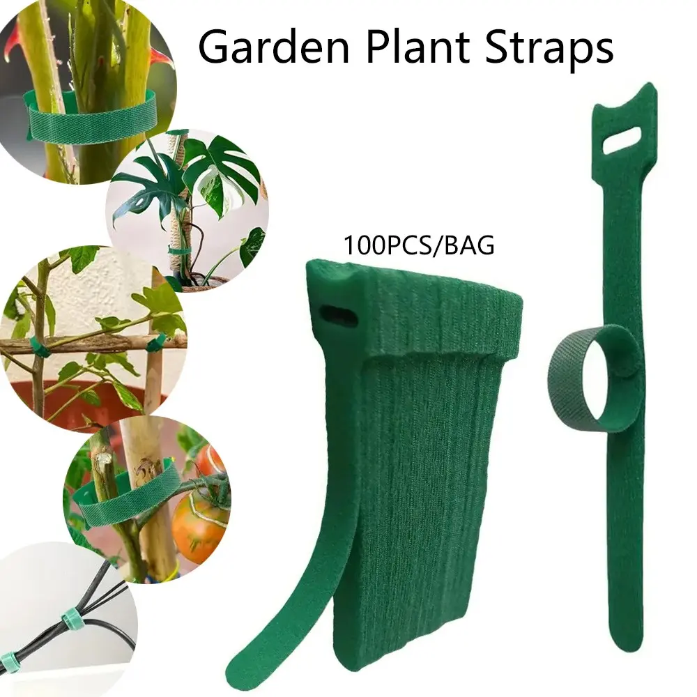 100/200/500PCS Reusable Green Plant Ties, Adjustable Nylon Velcro Garden Straps, Garden Supplies, Plant Support Tape for Climbing Plants, Tomatoes, Vines, Flowers