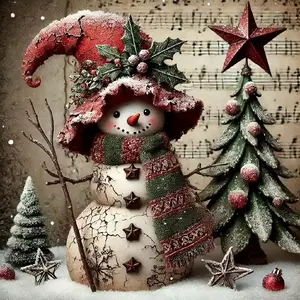 New DIY 5D Diamond Painting Kit, Christmas Snowman Theme, Full Drill Mosaic Art, Home Wall Decor Gift, Large Size, Diamond Art Tools