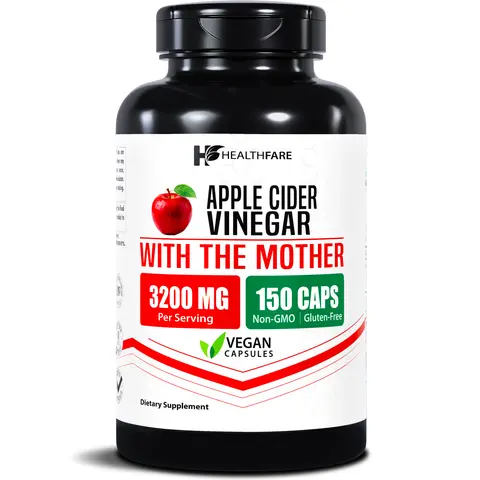HealthFare Apple Cider Vinegar Capsules with the Mother | 3200mg Raw, Organic & Unfiltered ACV | 150 Vegan Pills | Non-GMO | Gluten-Free | Made in USA