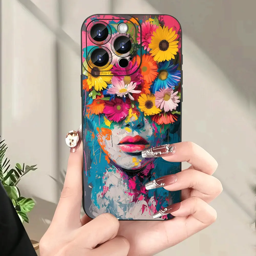 Creative Flower Pattern TPU Mobile Phone Case for iPhone 17/16/15/14/13/12/11/XS/XR/X/7/8 Plus/Pro/Max/Mini - Fashionable Design for Men Women Gift for Friends Family Boyfriend Girlfriend, Tpu Plastic, Flower Print