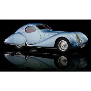 1937-1939 Talbot Lago T150 SS Figoni & Falaschi "Teardrop" Coupe (RHD) Blue Met. with Red Interior 1/18 Diecast Model Car by CMC