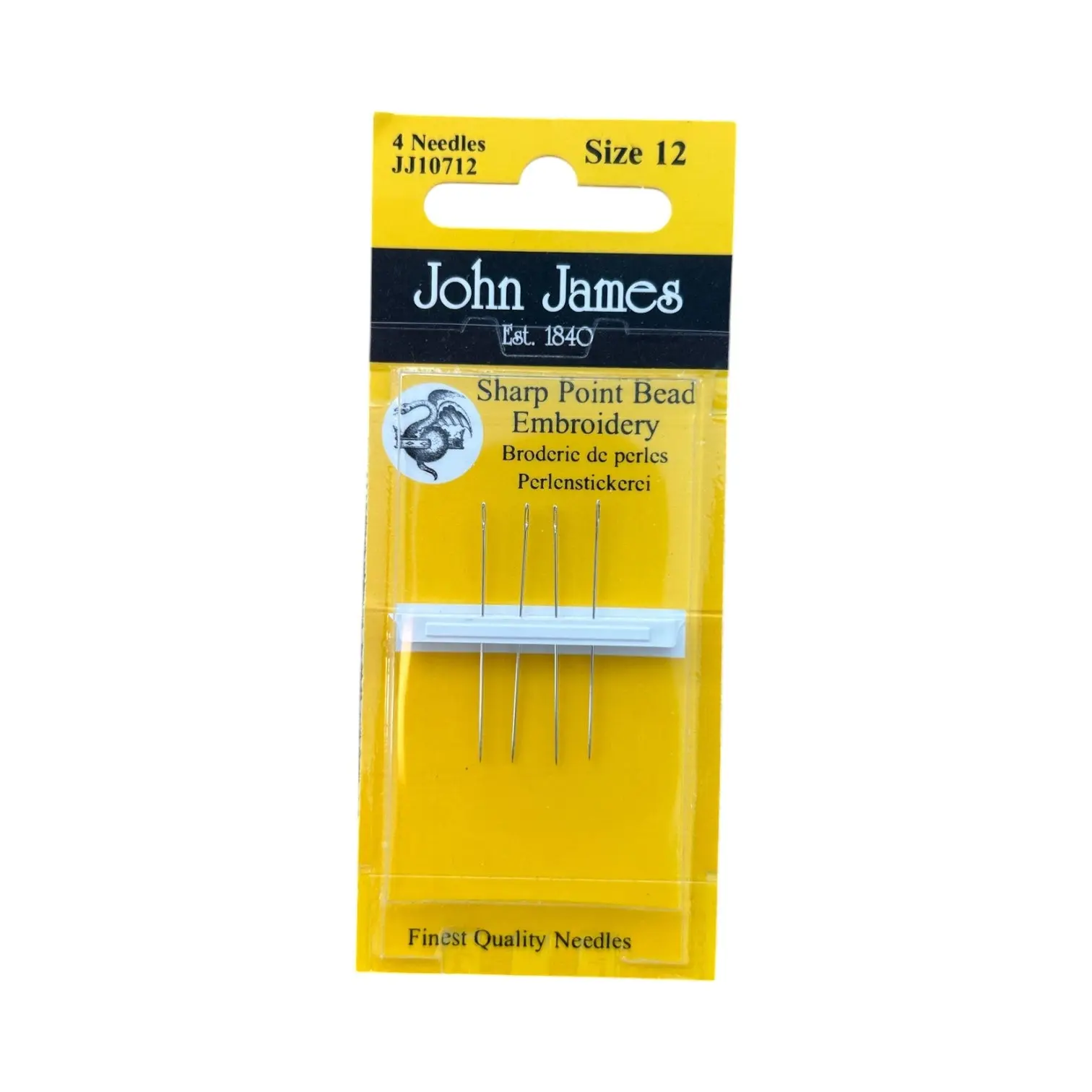 John James Sharp Point Bead Embroidery Needles - Size 12 (4 Pack)