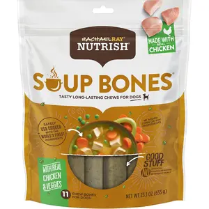 Rachael Ray Nutrish Soup Bones Dog Treats, Chicken & Veggies Flavor, 11 Bones