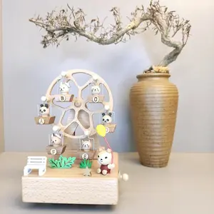 Wooden Music Box  Sky City Rotating Ferris Wheel Music Box Eight-Tone Box Wooden Creative Gifts for Lover, Boyfriend, Girlfriend, Friend  Birthday Gift