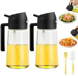2 In 1 Oil Dispenser and Oil Sprayer Oil Dispenser for Kitchen Olive Oil Sprayer for Cooking16 Oz Glass Olive Oil Dispenser Bottle Salad, BBQ,Roasting